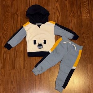 Fleece Lined White and Blue Toddler Sweatsuit